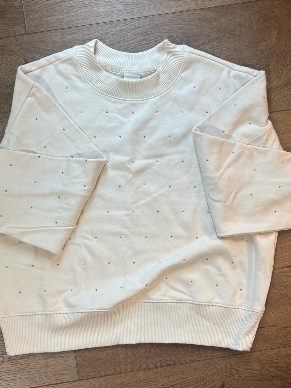 A New Day Cream Crewneck Sweater with Rhinestone Dots